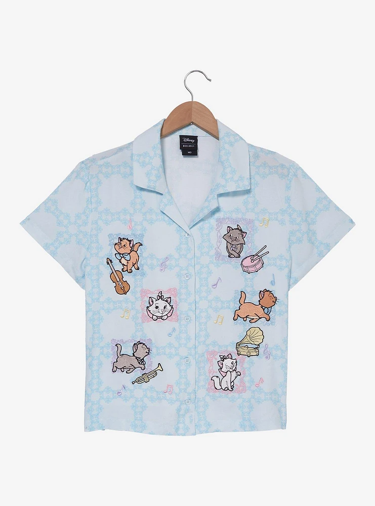 Disney The Aristocats Kittens & Instruments Woven Women's Cropped Button-Up - BoxLunch Exclusive