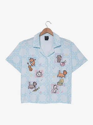 Disney The Aristocats Kittens & Instruments Woven Women's Plus Cropped Button-Up - BoxLunch Exclusive