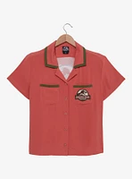 Jurassic Park Floral Logo Women's Slightly Cropped Woven Button-Up - BoxLunch Exclusive