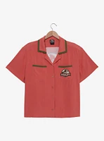 Jurassic Park Floral Logo Women's Plus Slightly Cropped Woven Button-Up - BoxLunch Exclusive