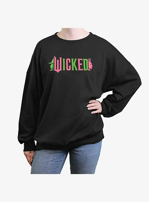 Wicked Elphaba and Glinda Silhouettes Logo Girls Oversized Sweatshirt