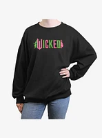 Wicked Elphaba and Glinda Silhouettes Logo Girls Oversized Sweatshirt