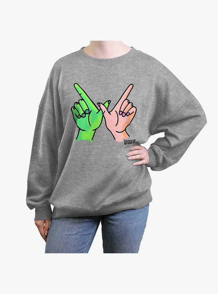 Wicked W Hands Girls Oversized Sweatshirt