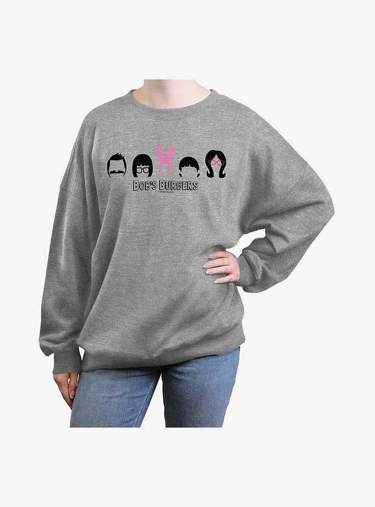 Bob's Burgers Hair Lineup Girls Oversized Sweatshirt