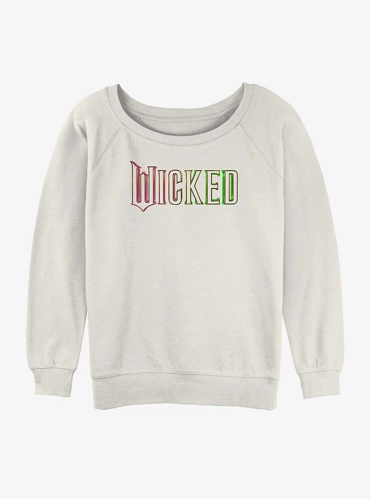 Wicked Pink And Green Logo Girls Slouchy Sweatshirt