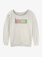 Wicked Pink And Green Logo Girls Slouchy Sweatshirt