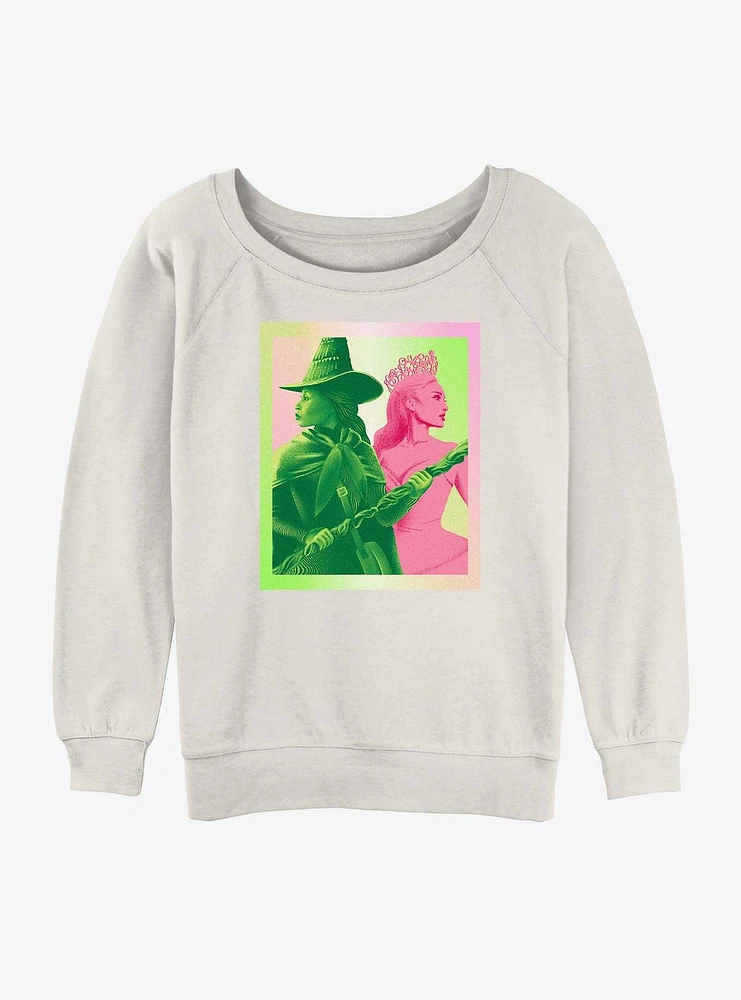 Wicked Elphaba And Glinda Girls Slouchy Sweatshirt