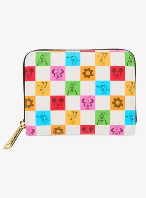 Loungefly Disney Mickey Mouse & Friends Floral Checkered Wallet - BoxLunch Exclusive