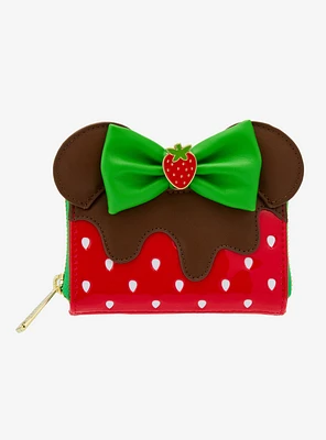 Loungefly Disney Minnie Mouse Chocolate Dipped Strawberry Ears Scented Small Zip Wallet - BoxLunch Exclusive