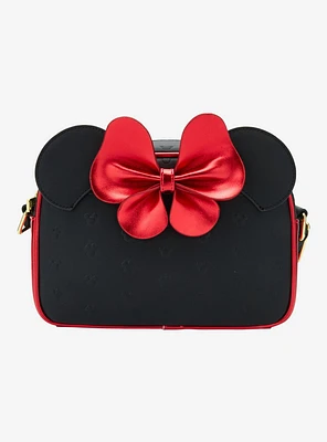 Loungefly Disney Minnie Mouse Metallic Red Bow Ears Crossbody Bag- BoxLunch Exclusive