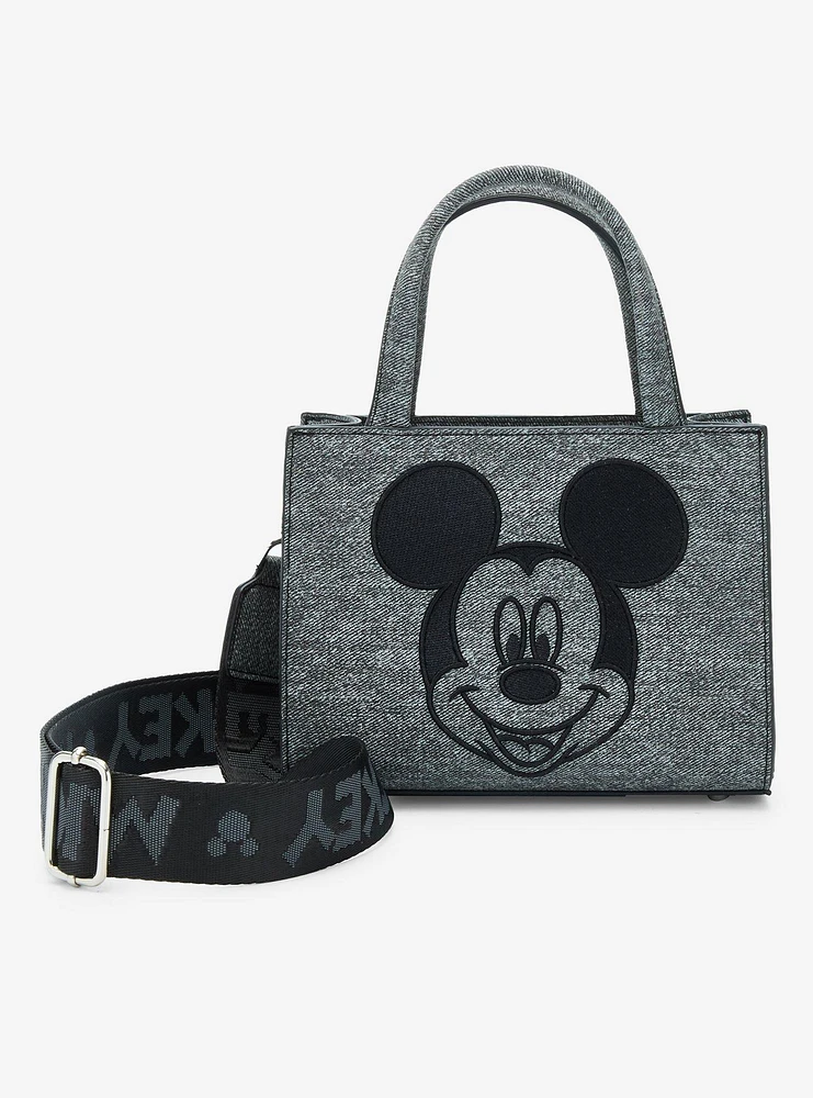 Loungefly Disney Mickey Mouse Gray Denim Convertible Crossbody — BoxLunch Exclusive