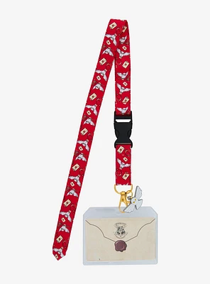 Harry Potter Hedwig Hogwarts Letter Allover Print Lanyard - BoxLunch Exclusive