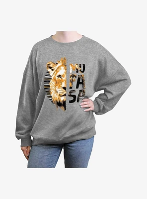 Mufasa: The Lion King Split Face Girls Oversized Sweatshirt