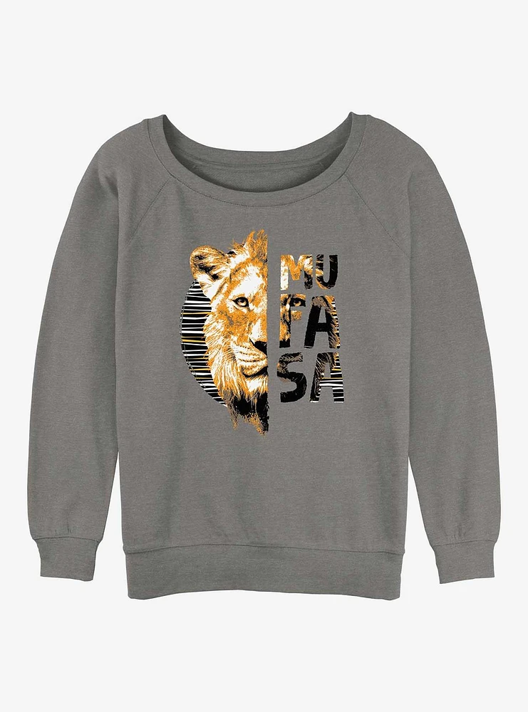 Mufasa: The Lion King Split Face Womens Slouchy Sweatshirt