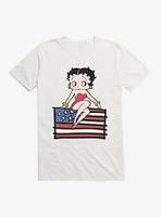 Betty Boop Sitting on Flag T-Shirt