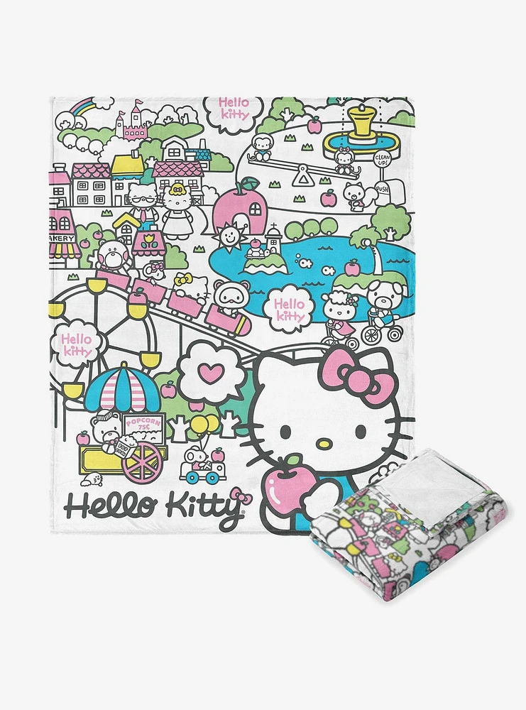 Sanrio Hello?Kitty?Busting Town Silk Touch Throw Blanket