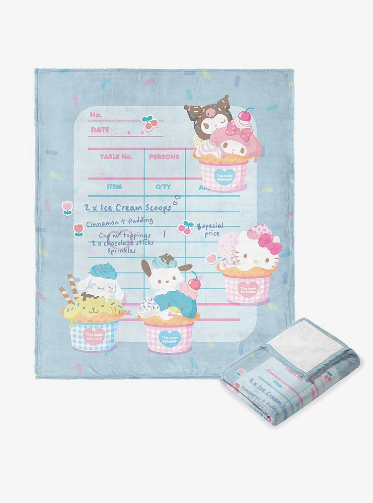 Sanrio Hello Kitty & Friends Ice Cream Menu Silk Touch Throw Blanket