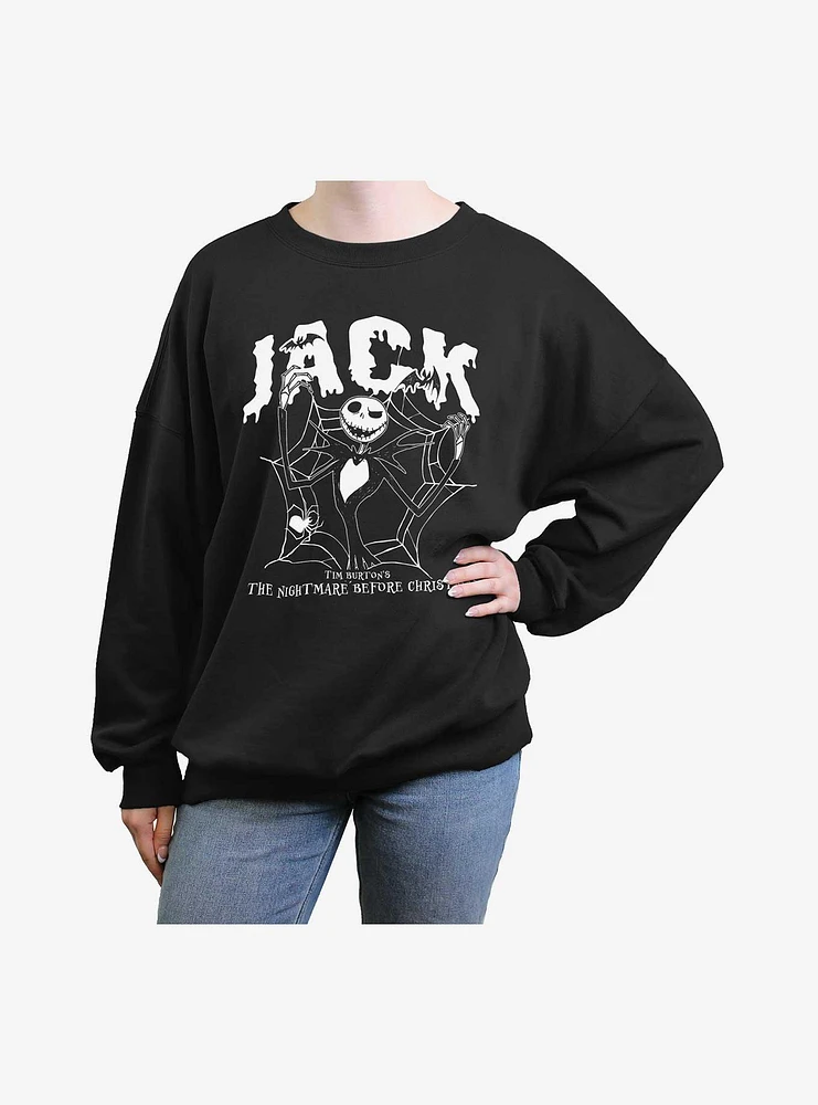 The Nightmare Before Christmas Collegiate Jack Girls Oversized Sweatshirt