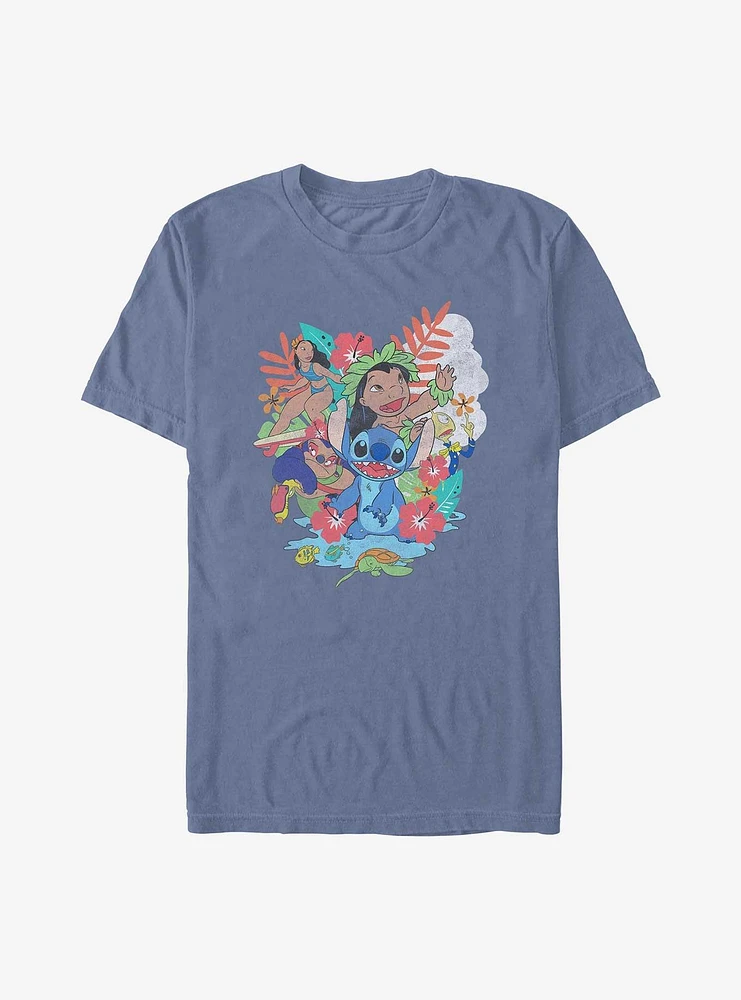 Disney Lilo & Stitch Ohana Characters Garment Dye T-Shirt