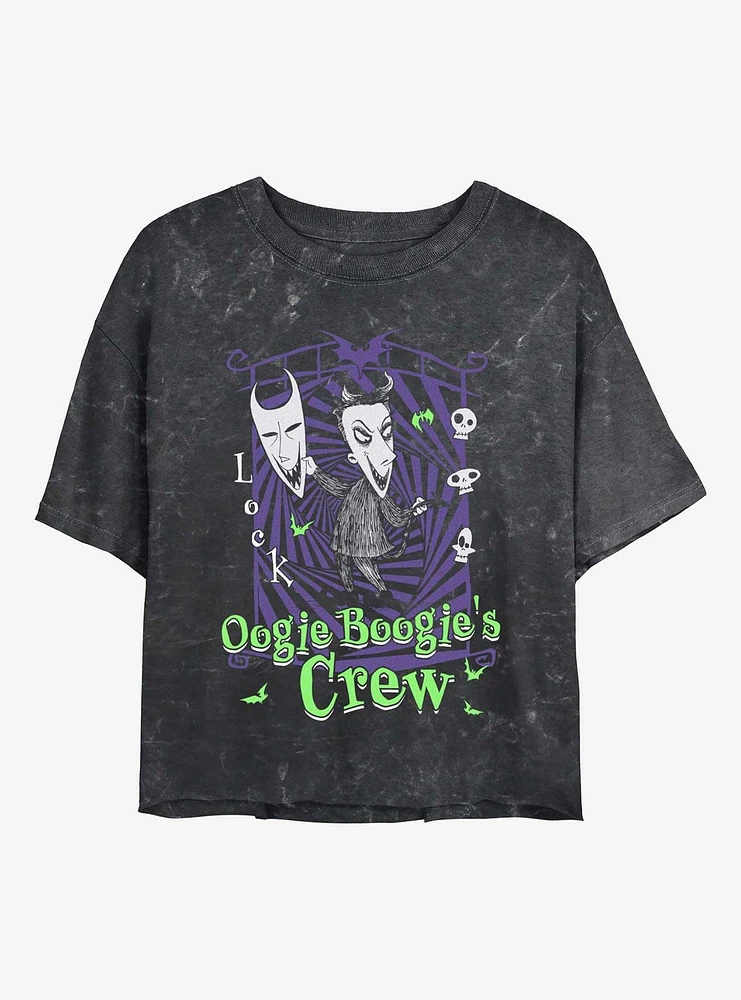 Disney The Nightmare Before Christmas Boogies Crew Lock Girls Mineral Wash Crop T-Shirt