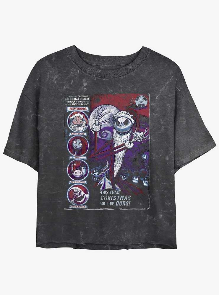 Disney The Nightmare Before Christmas Girls Mineral Wash Crop T-Shirt