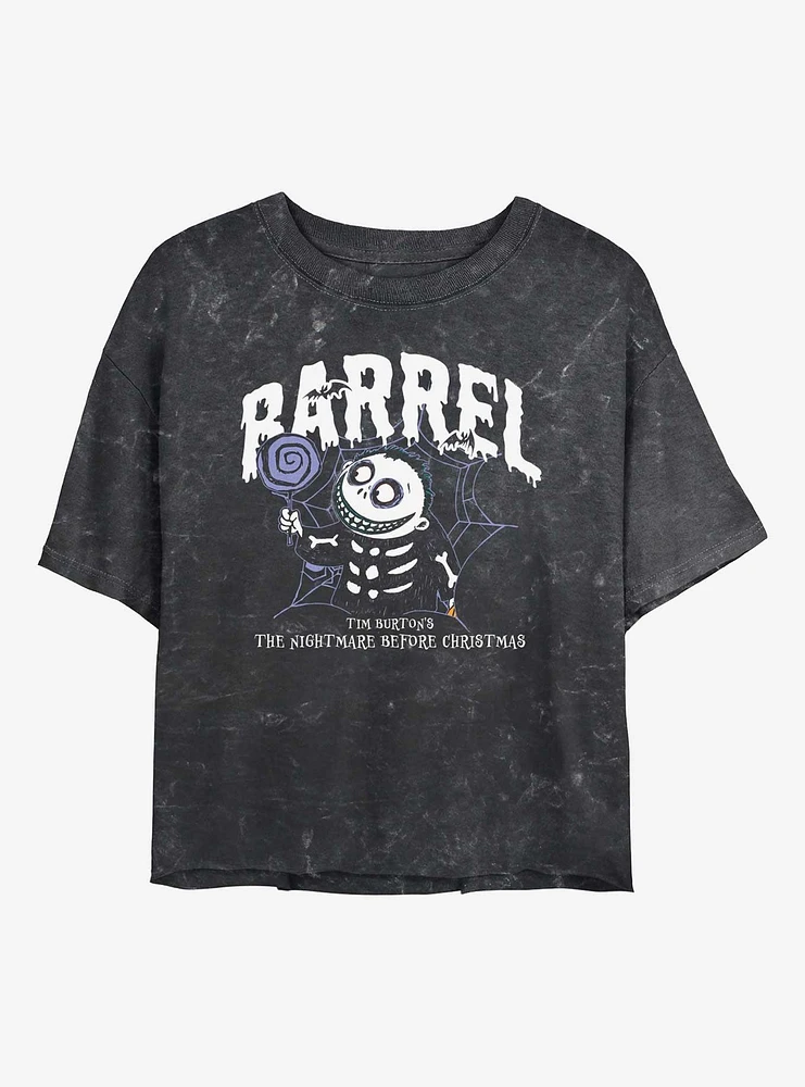 The Nightmare Before Christmas Collegiate Barrel Girls Mineral Wash Crop T-Shirt