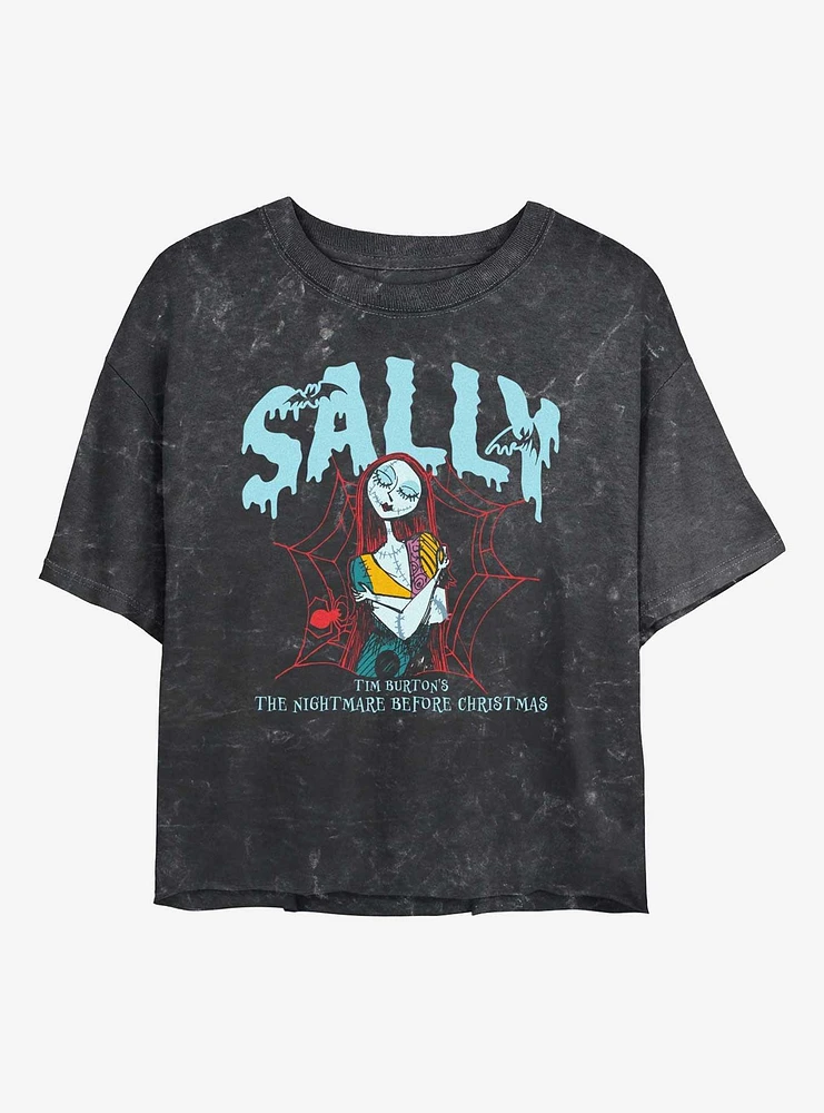 The Nightmare Before Christmas Collegiate Sally Girls Mineral Wash Crop T-Shirt