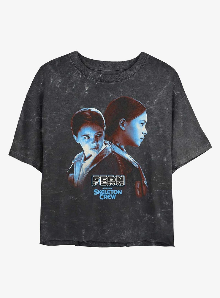 Skeleton Crew Fern Heroic Mineral Wash Girls Crop T-Shirt