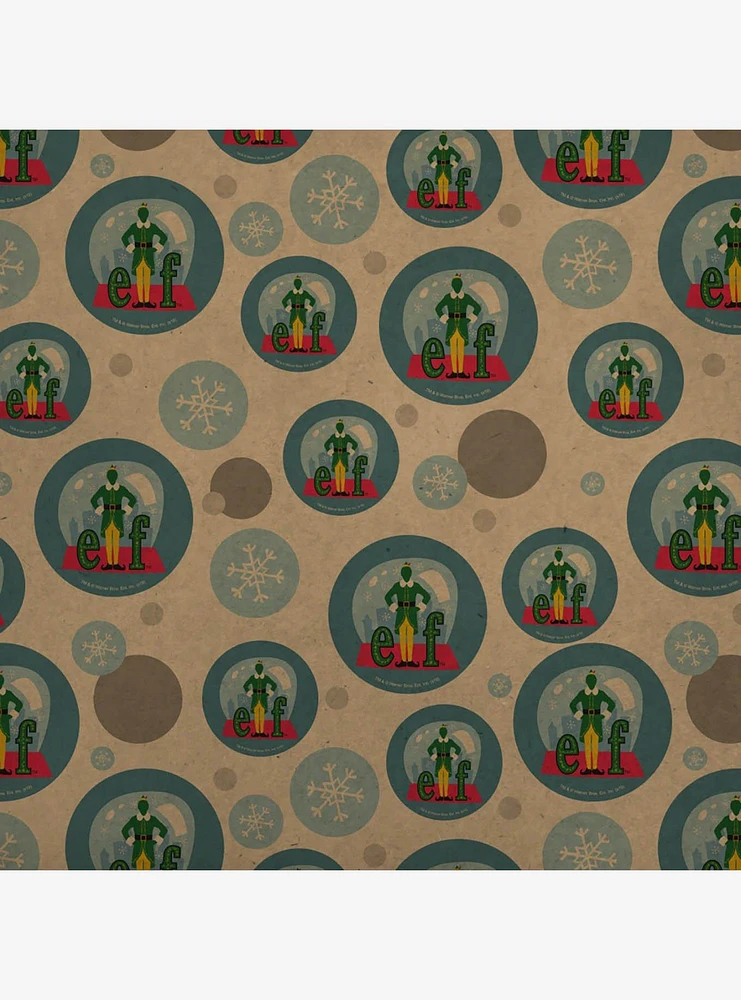 Elf Snow Globe Kraft Wrapping Paper