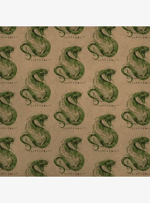 Harry Potter Slytherin Watercolor Crest Kraft Wrapping Paper