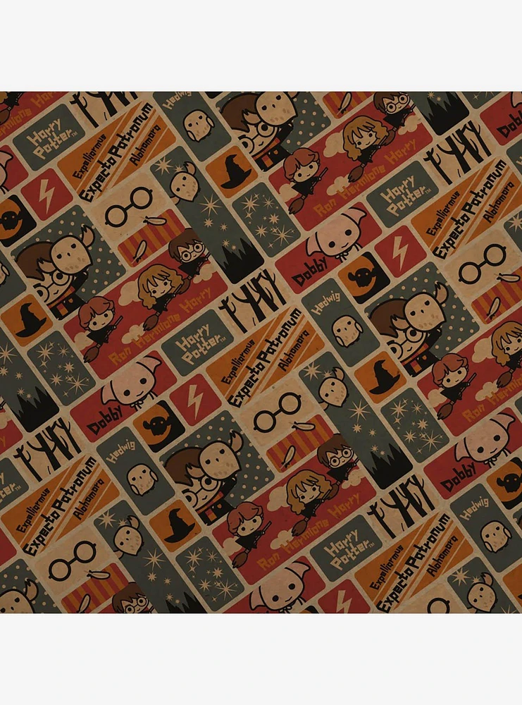 Harry Potter Cute Chibi Kraft Pattern Wrapping Paper