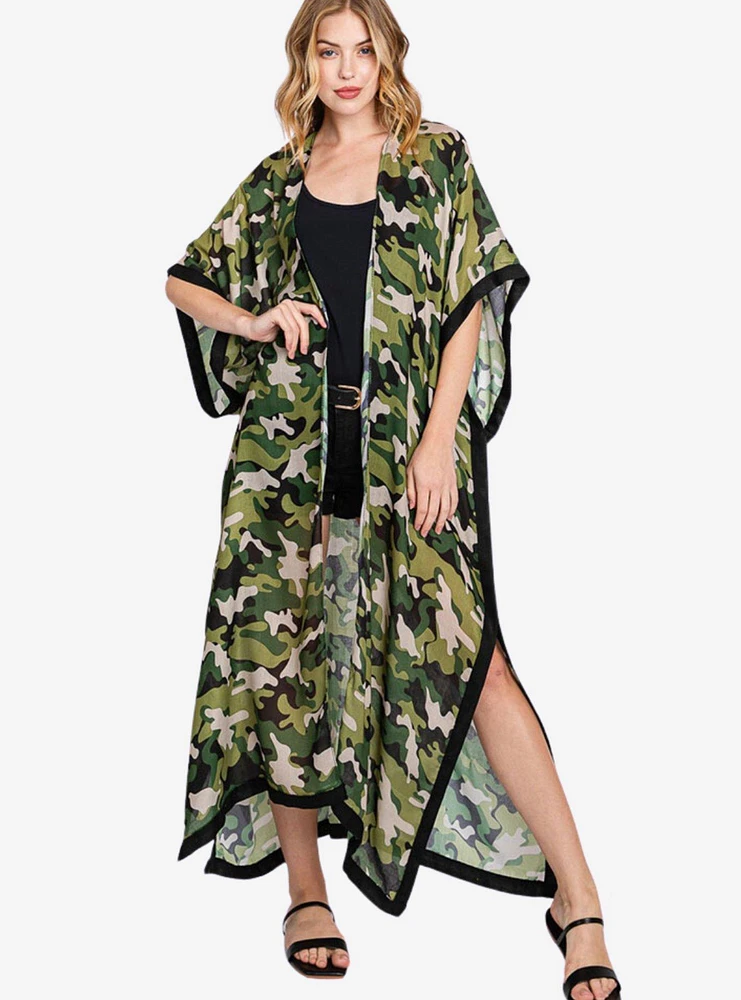 Camo Print Boho Cardigan Kimono