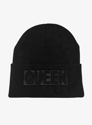 Queen Black Solid Knit Beanie