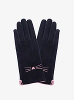 Black Cat Faux Suede Smart Touch Gloves