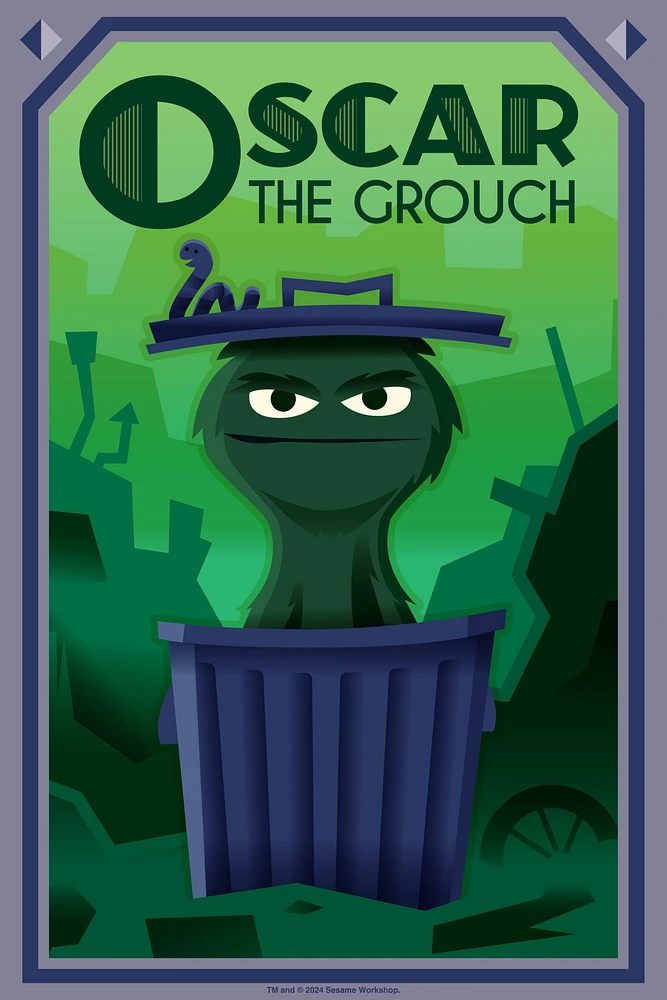 Sesame Street Oscar The Grouch Art Deco Poster