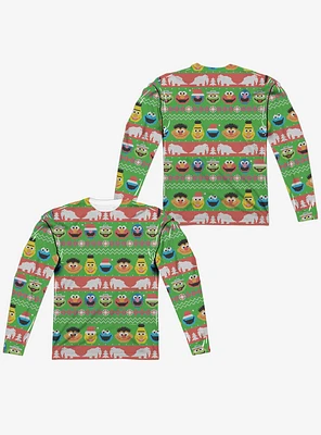 Sesame Street Christmas Sweater Print Long Sleeve Sublimated T-Shirt