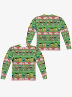 Sesame Street Christmas Sweater Print Long Sleeve Sublimated T-Shirt