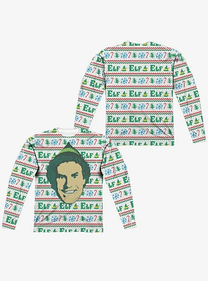 Elf Christmas Sweater Print Long Sleeve Sublimated T-Shirt