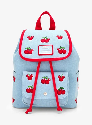 Loungefly Disney Mickey Mouse Cherries Denim Mini Backpack - BoxLunch Exclusive