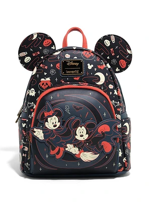 Loungefly Disney Mickey & Minnie Halloween Ears Glow-in-the-Dark Mini Backpack - BoxLunch Exclusive
