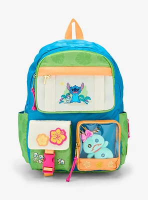 Disney Lilo & Stitch Tropical Multi-Pocket Backpack With Scrump Plush — BoxLunch Exclusive