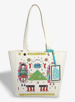 Squid Game Icons Embroidered Tote Bag With Coin Purse — BoxLunch Exclusive