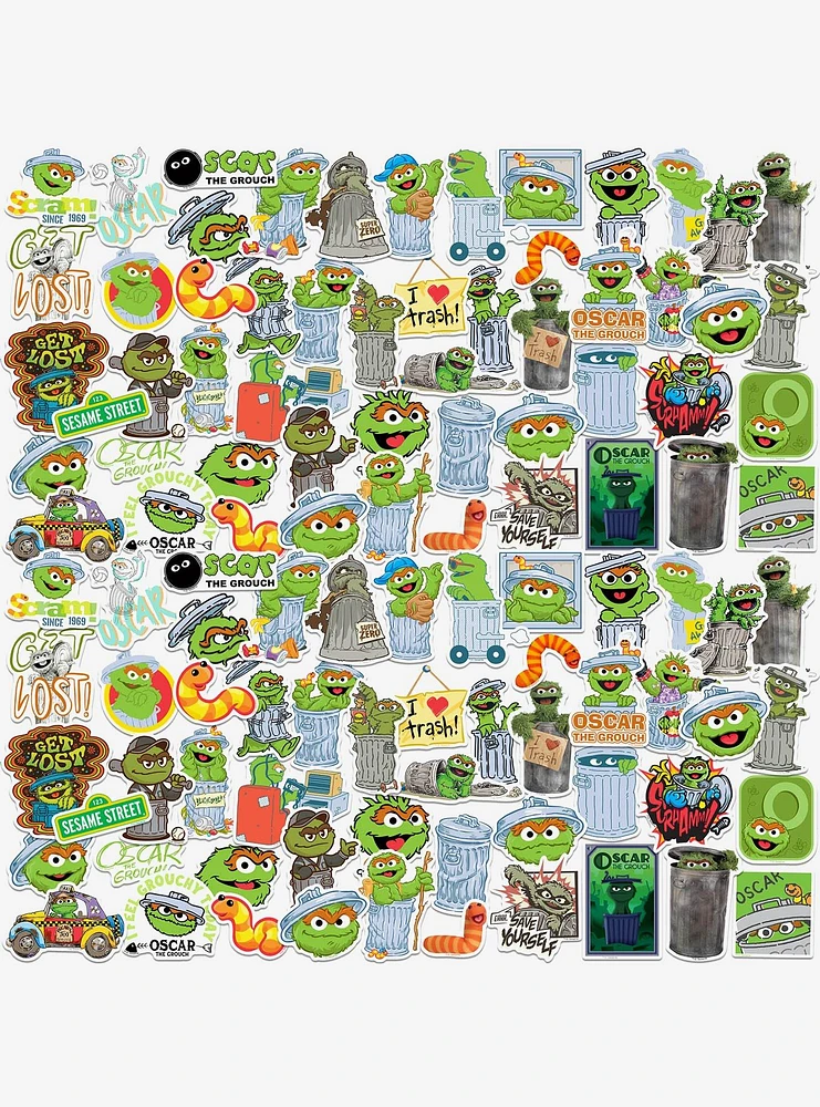 Sesame Street Oscar the Grouch 100ct Vinyl Stickers Variety Pack