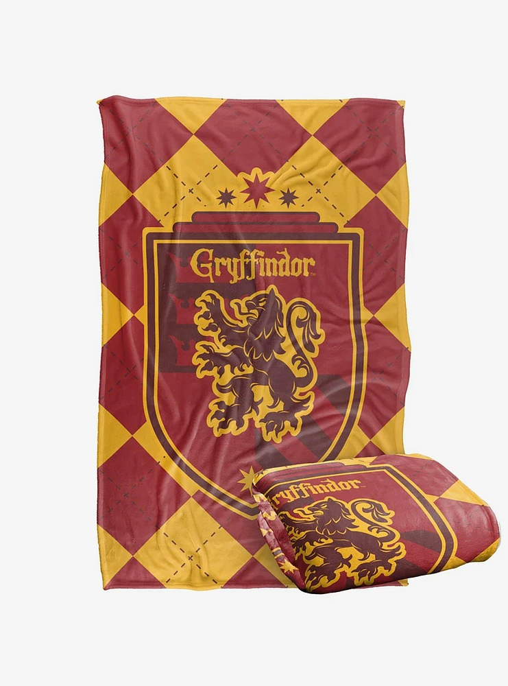 Harry Potter Gryffindor Plaid Sigil 36x58" Throw Blanket