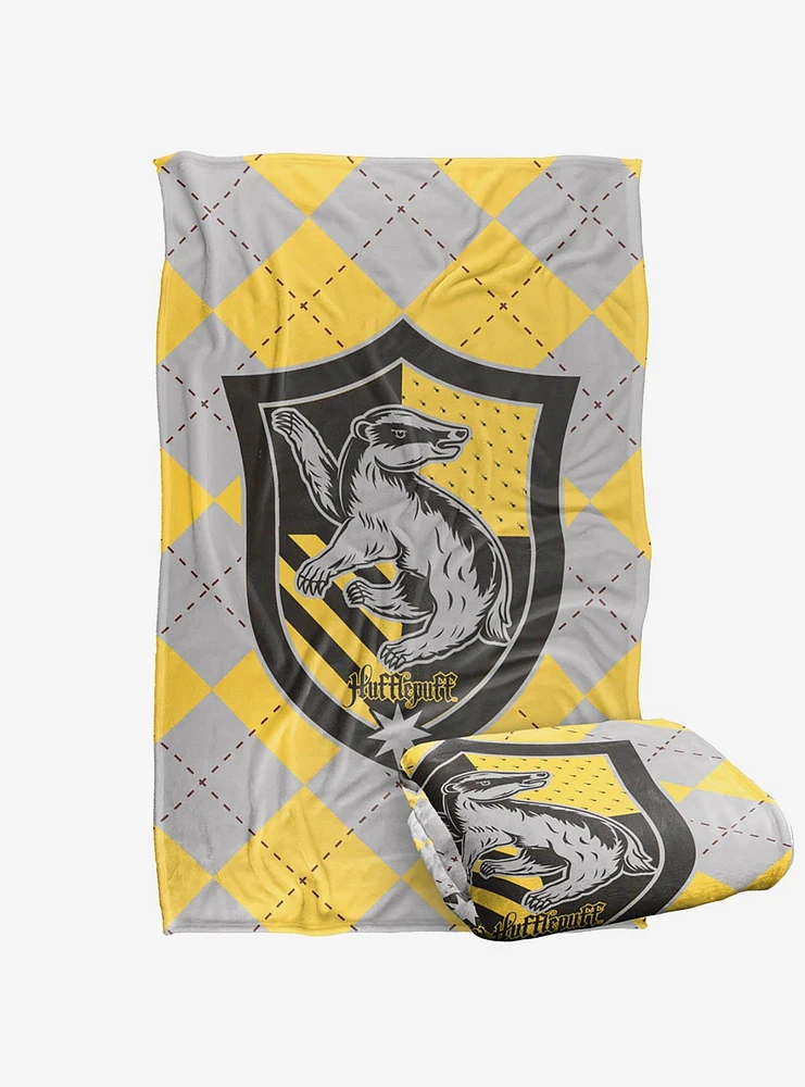 Harry Potter Hufflepuff Plaid Sigil 36x58" Throw Blanket