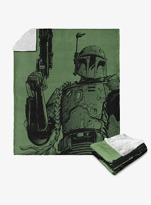 Star Wars Classic Comic Books Boba Fett Silk Touch Sherpa Throw Blanket