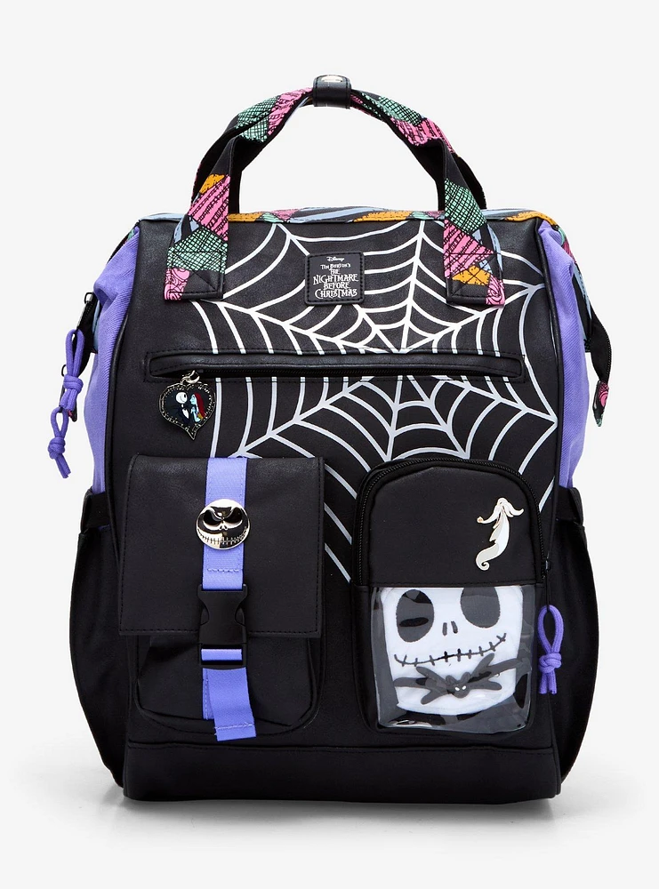 Disney The Nightmare Before Christmas Spiderweb Multi-Pocket Backpack With Jack Skellington Plush — BoxLunch Exclusive