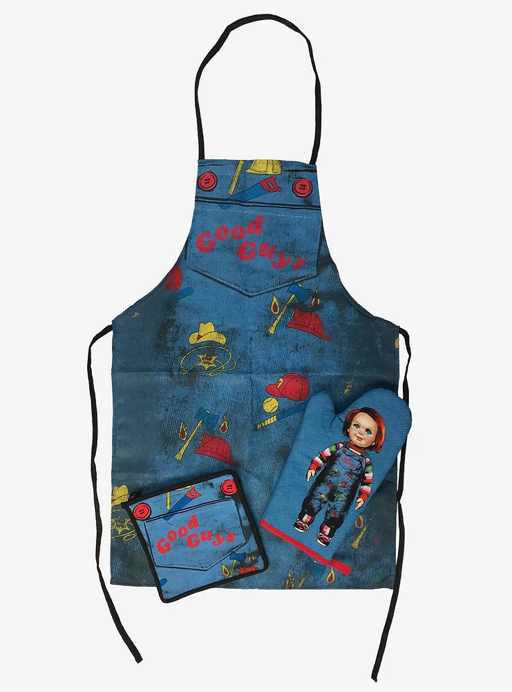 Chucky Good Guys Apron Oven Mitt And Pot Holder Set