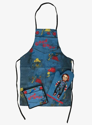 Chucky Good Guys Apron Oven Mitt And Pot Holder Set