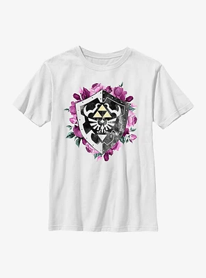 The Legend Of Zelda Floral Sheild Youth T-Shirt